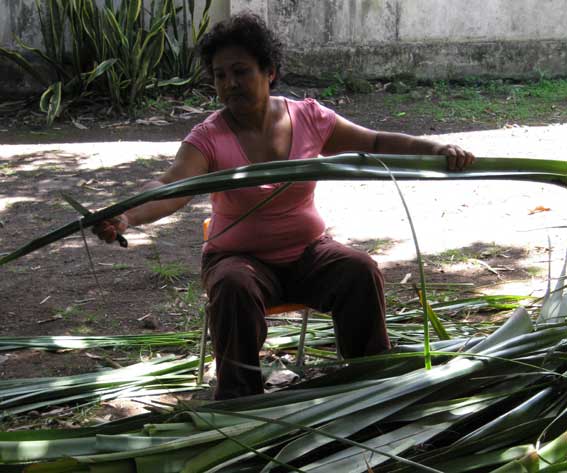 Tressage du vacoa, artisanat de la R&eacute;union