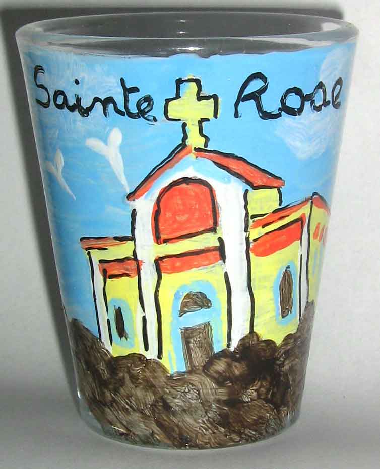 Sainte rose, &icirc;le de la r&eacute;union, verre peint